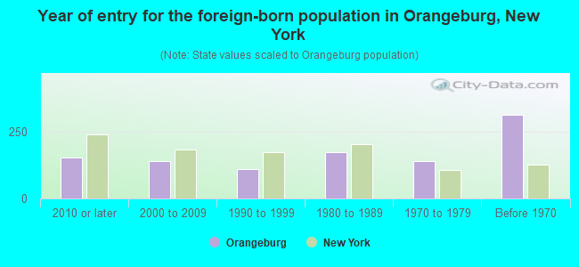 Year of entry for the foreign-born population in Orangeburg, New York