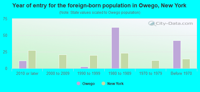 Year of entry for the foreign-born population in Owego, New York