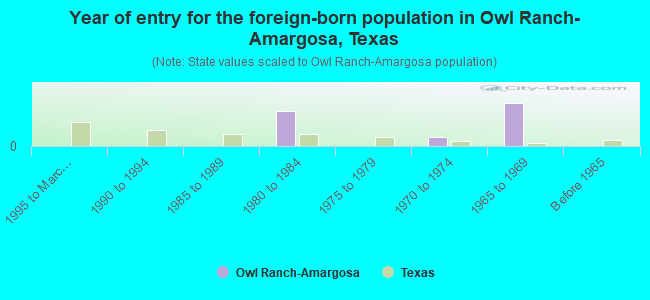 Year of entry for the foreign-born population in Owl Ranch-Amargosa, Texas