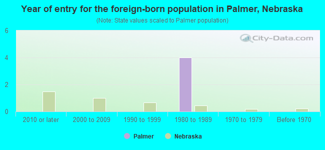 Year of entry for the foreign-born population in Palmer, Nebraska