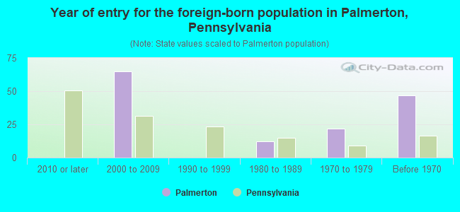 Year of entry for the foreign-born population in Palmerton, Pennsylvania