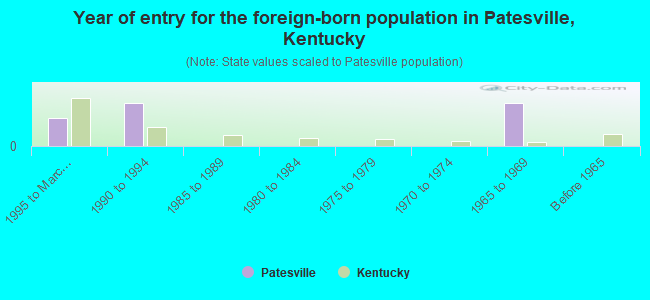 Year of entry for the foreign-born population in Patesville, Kentucky