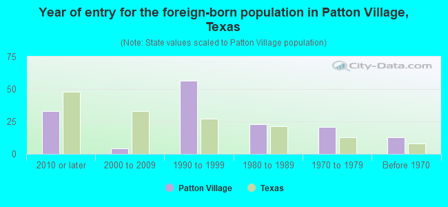 Year of entry for the foreign-born population in Patton Village, Texas