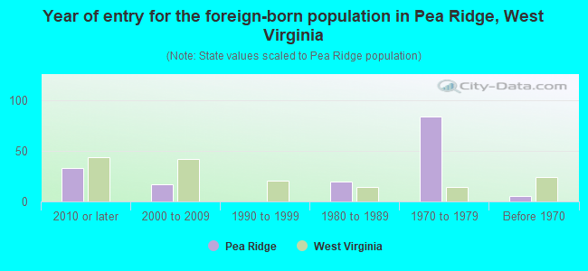 Year of entry for the foreign-born population in Pea Ridge, West Virginia