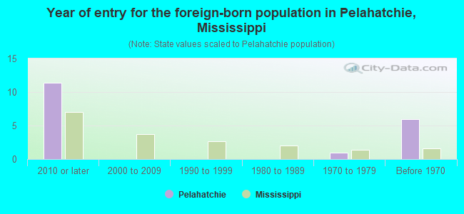 Year of entry for the foreign-born population in Pelahatchie, Mississippi