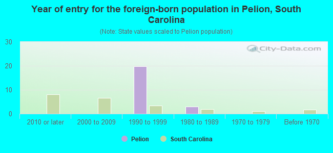 Year of entry for the foreign-born population in Pelion, South Carolina