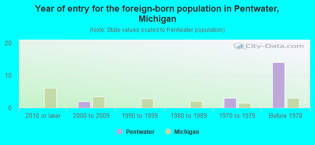 Year of entry for the foreign-born population in Pentwater, Michigan