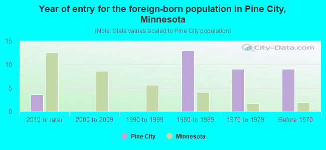 Year of entry for the foreign-born population in Pine City, Minnesota