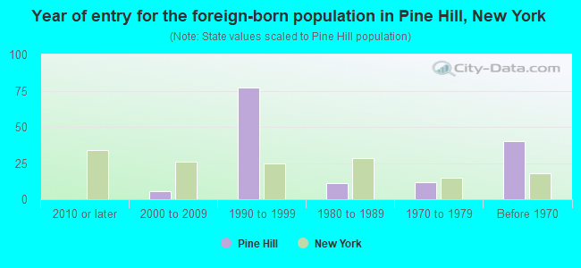 Year of entry for the foreign-born population in Pine Hill, New York