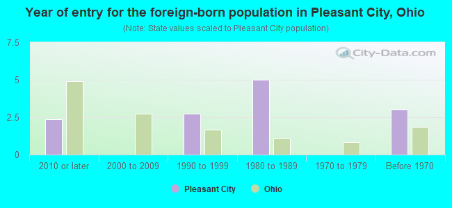 Year of entry for the foreign-born population in Pleasant City, Ohio