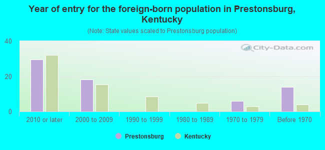 Year of entry for the foreign-born population in Prestonsburg, Kentucky