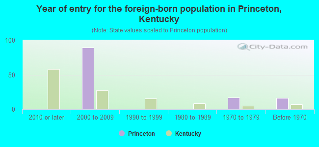 Year of entry for the foreign-born population in Princeton, Kentucky