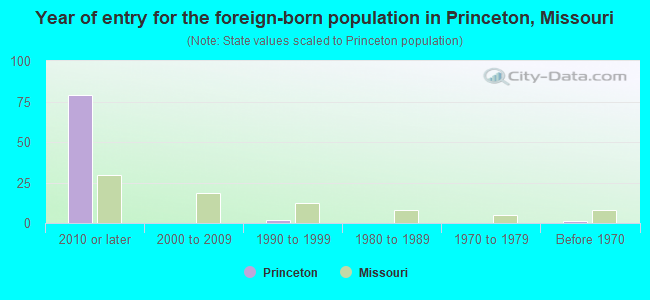Year of entry for the foreign-born population in Princeton, Missouri