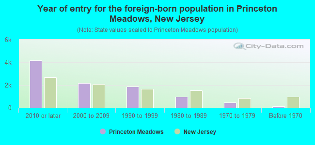 Year of entry for the foreign-born population in Princeton Meadows, New Jersey