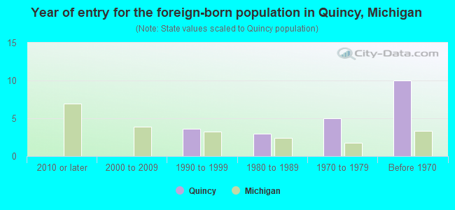 Year of entry for the foreign-born population in Quincy, Michigan