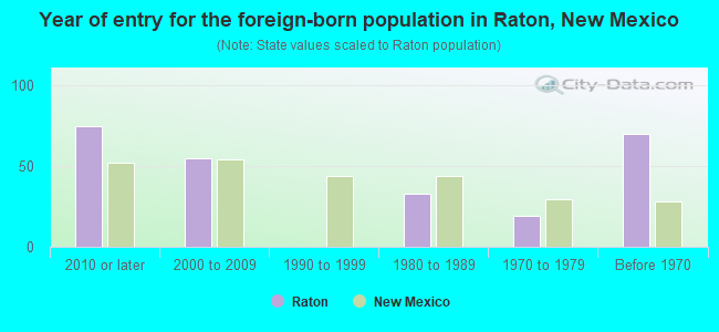 Year of entry for the foreign-born population in Raton, New Mexico