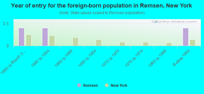 Year of entry for the foreign-born population in Remsen, New York