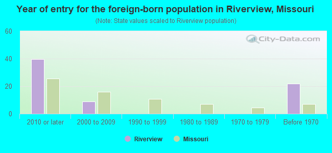 Year of entry for the foreign-born population in Riverview, Missouri