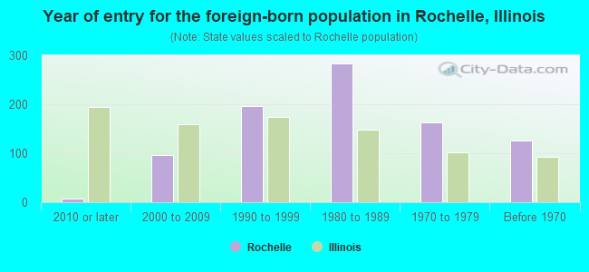 Year of entry for the foreign-born population in Rochelle, Illinois