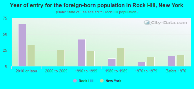 Year of entry for the foreign-born population in Rock Hill, New York