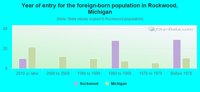 Year of entry for the foreign-born population in Rockwood, Michigan