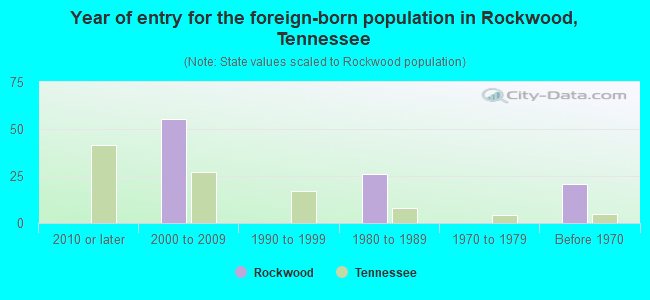 Year of entry for the foreign-born population in Rockwood, Tennessee