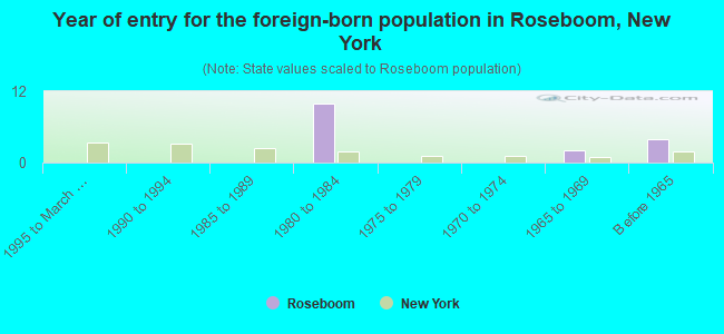 Year of entry for the foreign-born population in Roseboom, New York
