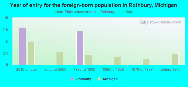 Year of entry for the foreign-born population in Rothbury, Michigan