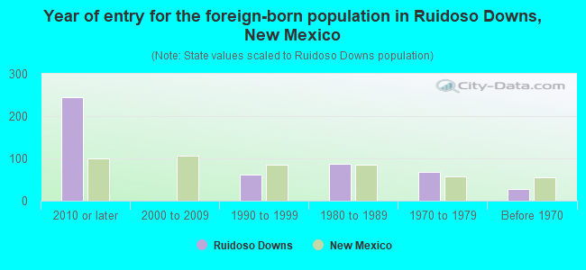 Year of entry for the foreign-born population in Ruidoso Downs, New Mexico