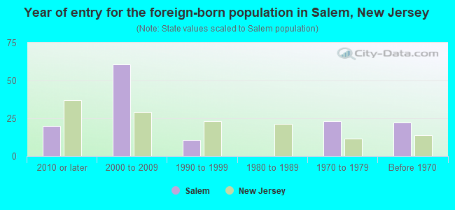 Year of entry for the foreign-born population in Salem, New Jersey