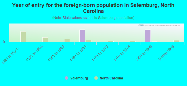 Year of entry for the foreign-born population in Salemburg, North Carolina