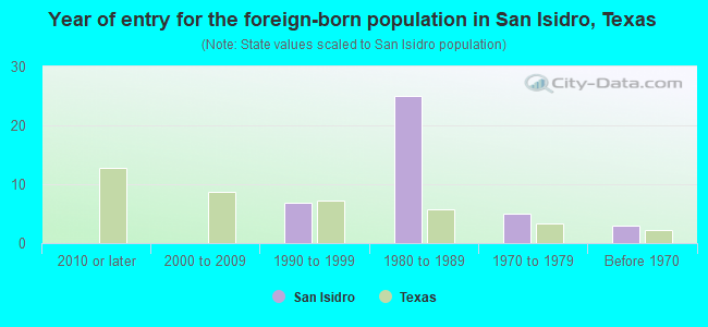 Year of entry for the foreign-born population in San Isidro, Texas