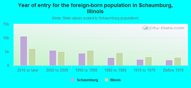 Year of entry for the foreign-born population in Schaumburg, Illinois