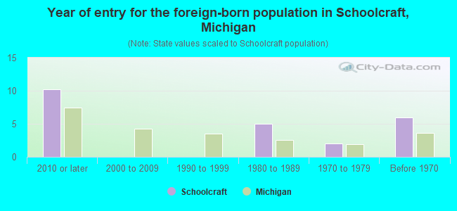 Year of entry for the foreign-born population in Schoolcraft, Michigan
