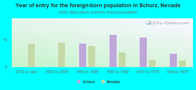 Year of entry for the foreign-born population in Schurz, Nevada