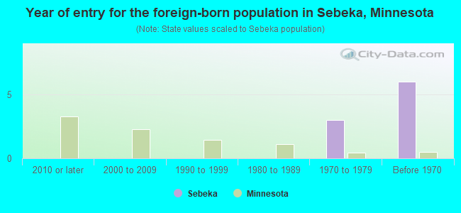 Year of entry for the foreign-born population in Sebeka, Minnesota