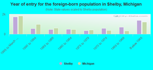 Year of entry for the foreign-born population in Shelby, Michigan