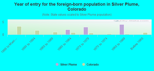 Year of entry for the foreign-born population in Silver Plume, Colorado