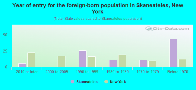 Year of entry for the foreign-born population in Skaneateles, New York