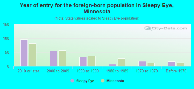 Year of entry for the foreign-born population in Sleepy Eye, Minnesota