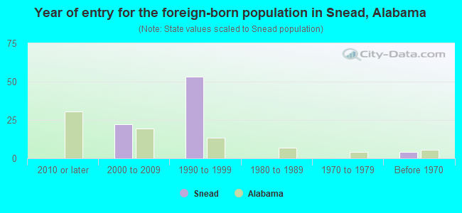 Year of entry for the foreign-born population in Snead, Alabama