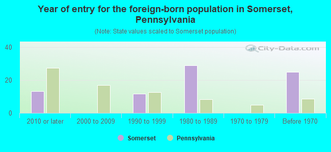 Year of entry for the foreign-born population in Somerset, Pennsylvania