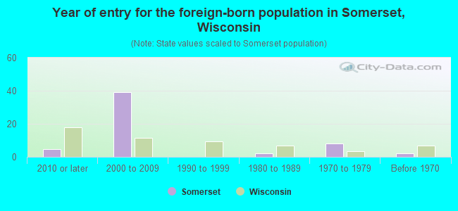 Year of entry for the foreign-born population in Somerset, Wisconsin