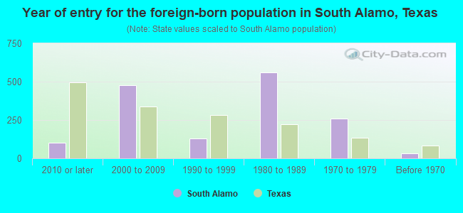 Year of entry for the foreign-born population in South Alamo, Texas