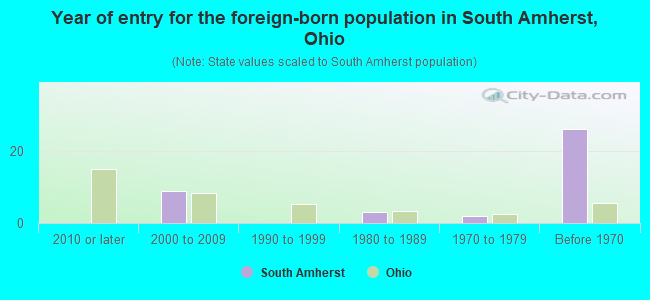 Year of entry for the foreign-born population in South Amherst, Ohio