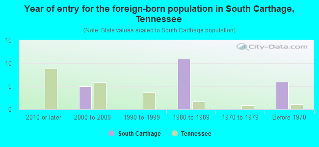 Year of entry for the foreign-born population in South Carthage, Tennessee