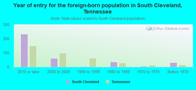 Year of entry for the foreign-born population in South Cleveland, Tennessee