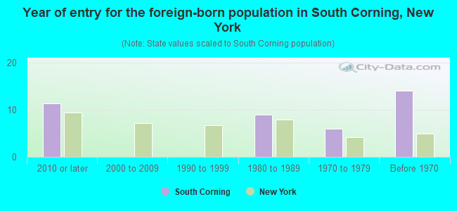 Year of entry for the foreign-born population in South Corning, New York