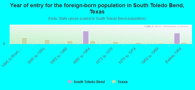 Year of entry for the foreign-born population in South Toledo Bend, Texas
