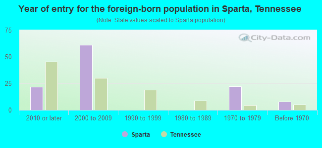 Year of entry for the foreign-born population in Sparta, Tennessee